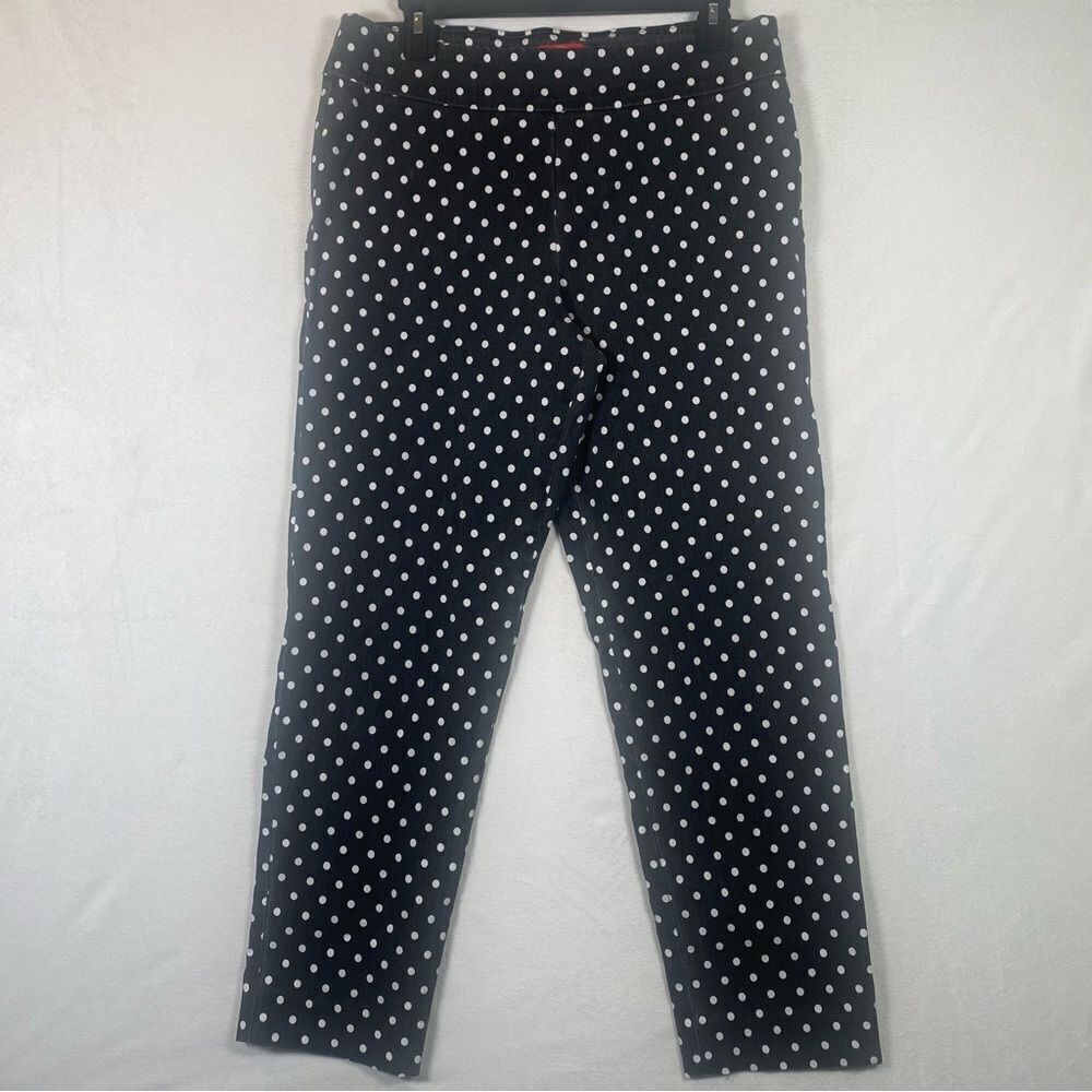 Krazy Larry Blackstone W/White Polka Dot Stretch Pull On Ankle Pants Size 14